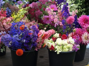 Mixed flower buckets